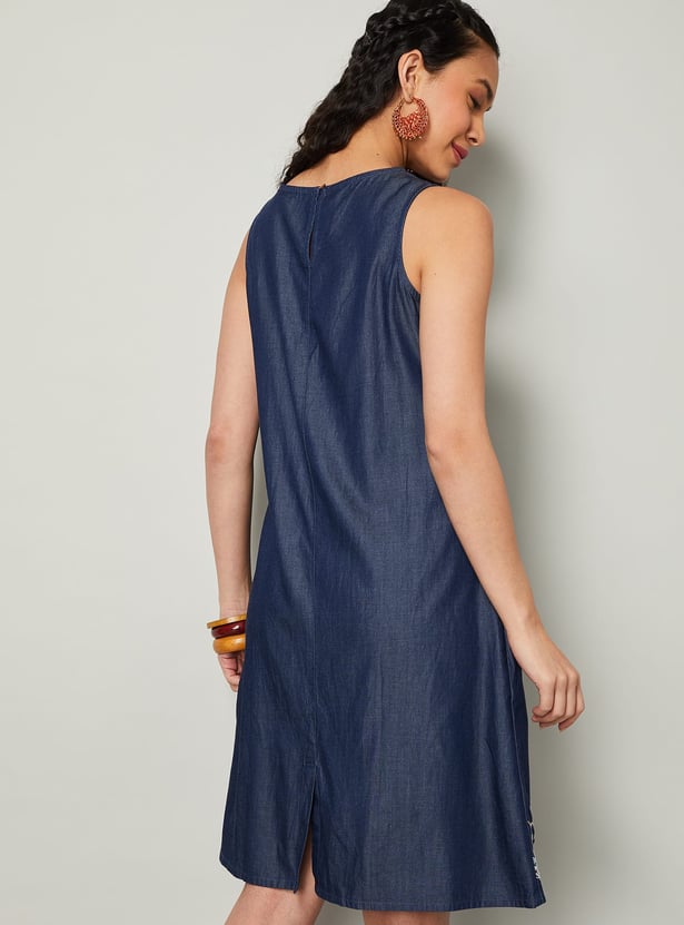 COLOUR ME Floral Embroidered A-Line Dress