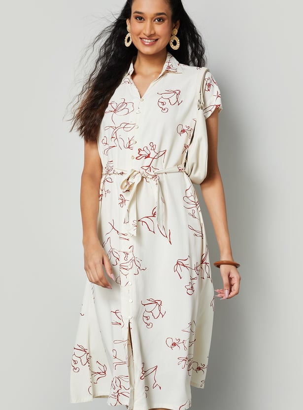 COLOUR ME BY MELANGE Floral Print Midi Dress
