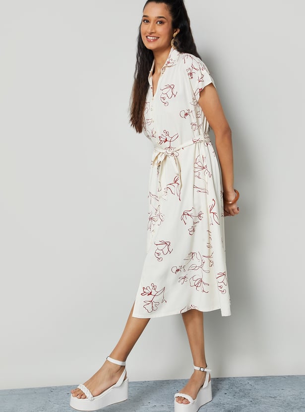 COLOUR ME BY MELANGE Floral Print Midi Dress