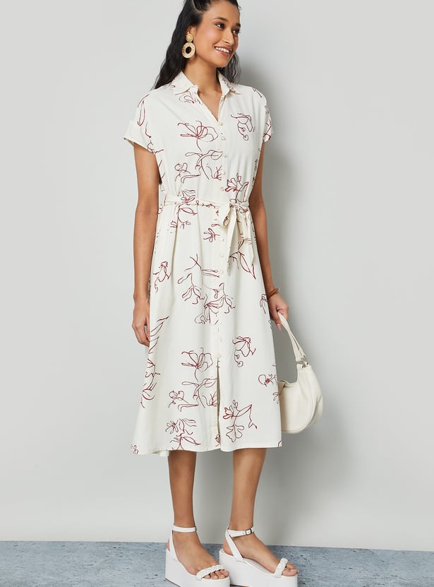 COLOUR ME BY MELANGE Floral Print Midi Dress