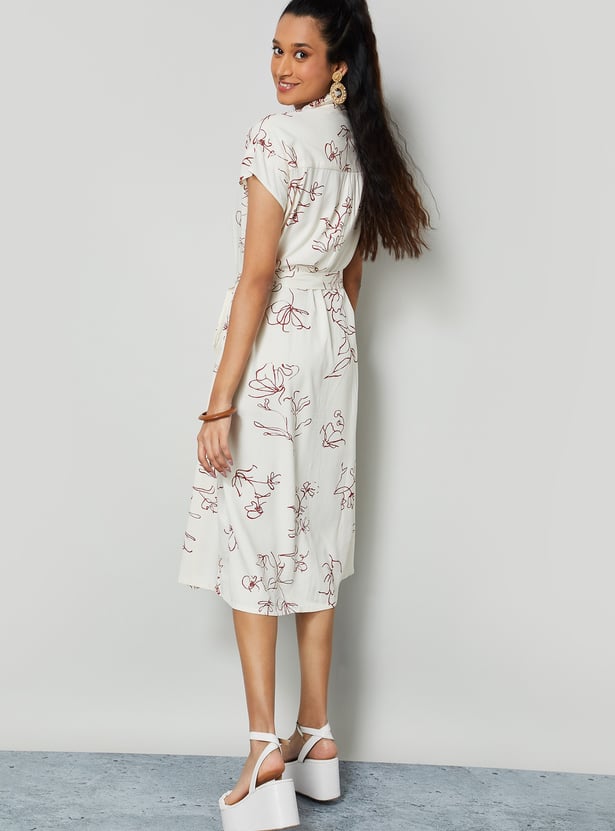 COLOUR ME BY MELANGE Floral Print Midi Dress
