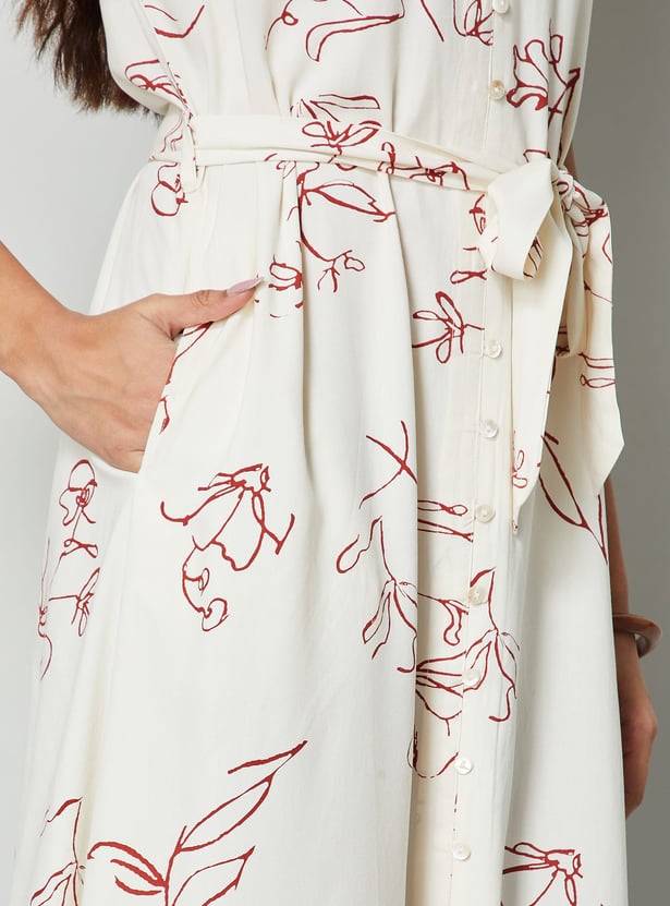 COLOUR ME BY MELANGE Floral Print Midi Dress