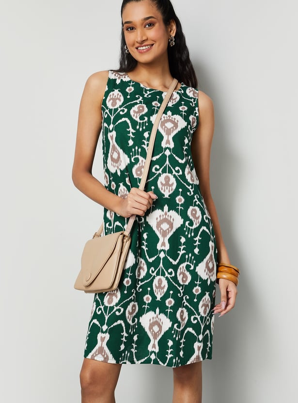 COLOUR ME Ikat Print Shift Dress