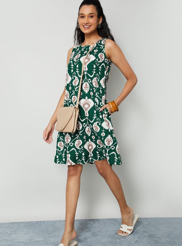 COLOUR ME Ikat Print Shift Dress