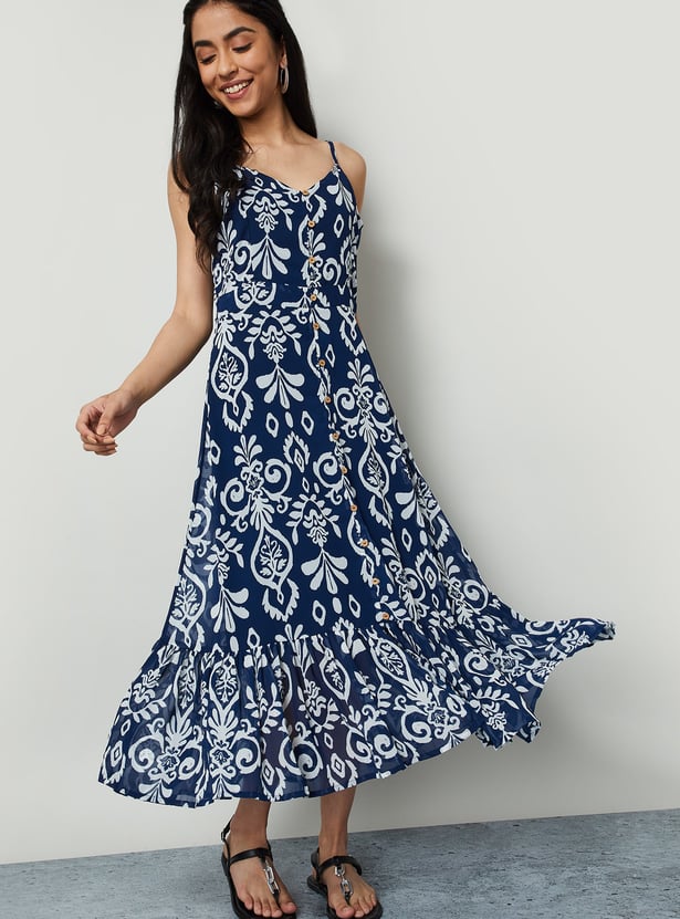 COLOUR ME BY MELANGE Printed Maxi Dress