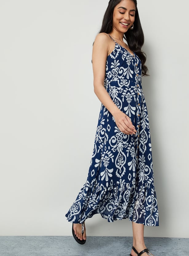 COLOUR ME BY MELANGE Printed Maxi Dress
