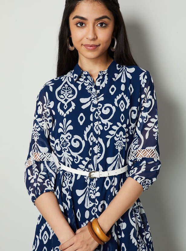 COLOUR ME Ethnic Motif Shirt Dress