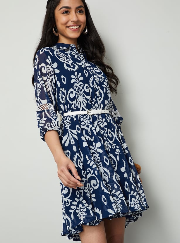 COLOUR ME Ethnic Motif Shirt Dress