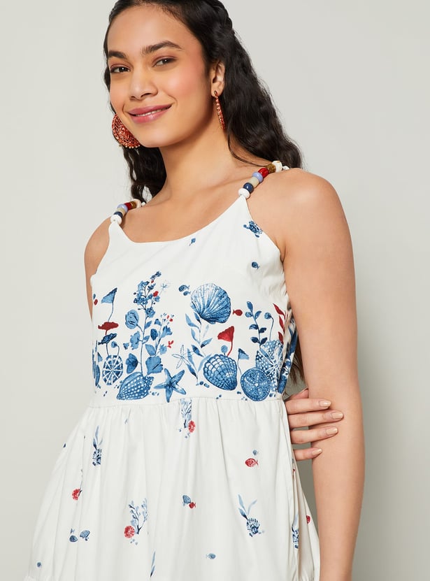 COLOUR ME Floral Print Tiered Midi Dress