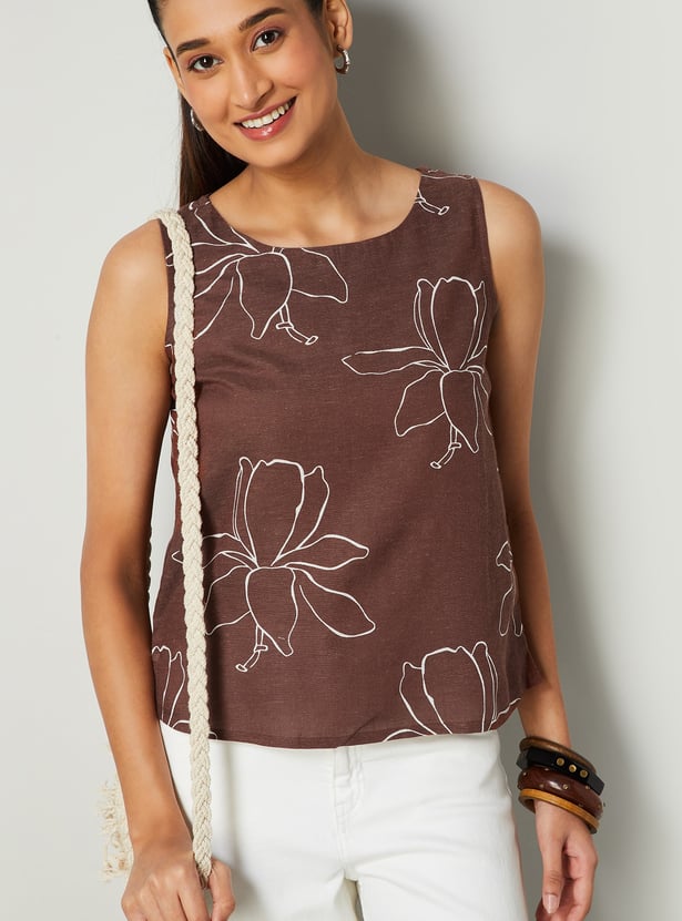 COLOUR ME Floral Print Sleeveless Top