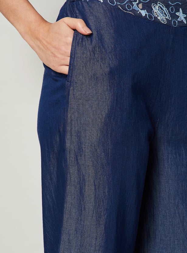 COLOUR ME Embroidered Straight Pants