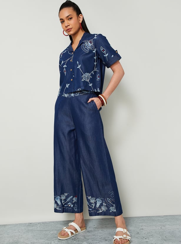 COLOUR ME Embroidered Straight Pants