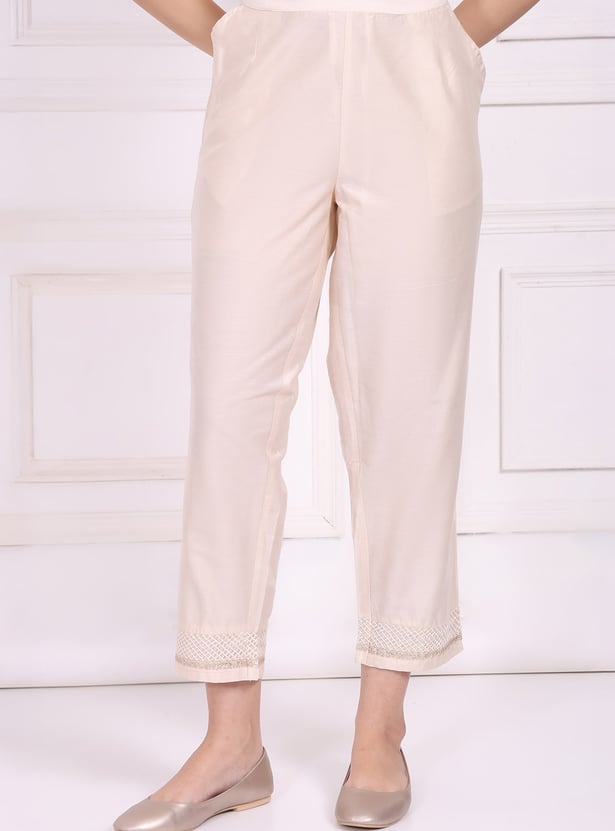 W Embroidered Straight Pants