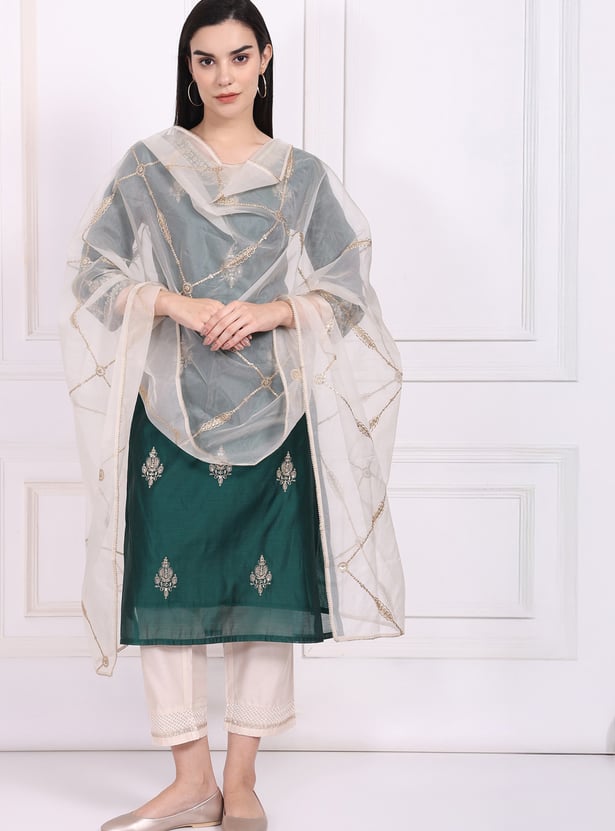 W Embroidered Straight Pants