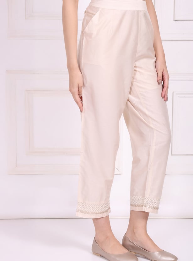 W Embroidered Straight Pants