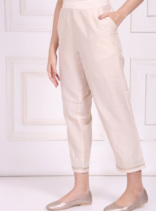 W Embroidered Straight Pants