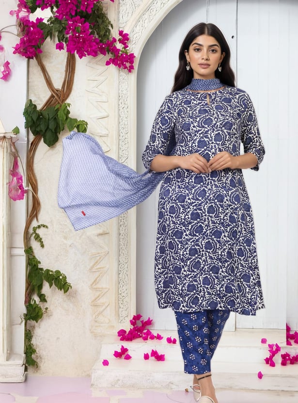 W Printed Straight Kurta Set