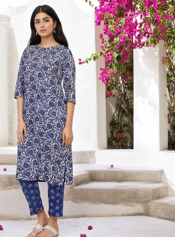 W Printed Straight Kurta Set