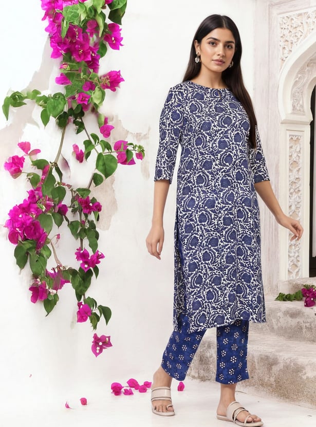 W Printed Straight Kurta Set