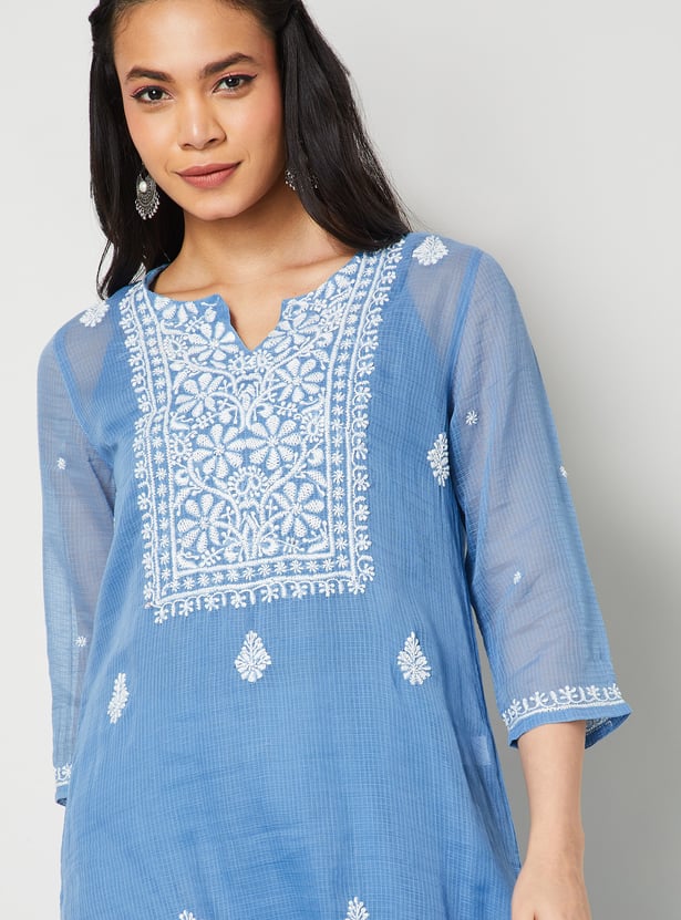 MELANGE Embroidered Ethnic Motif Straight Kurta Set