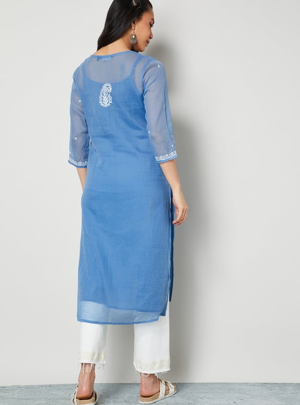 MELANGE Embroidered Ethnic Motif Straight Kurta Set