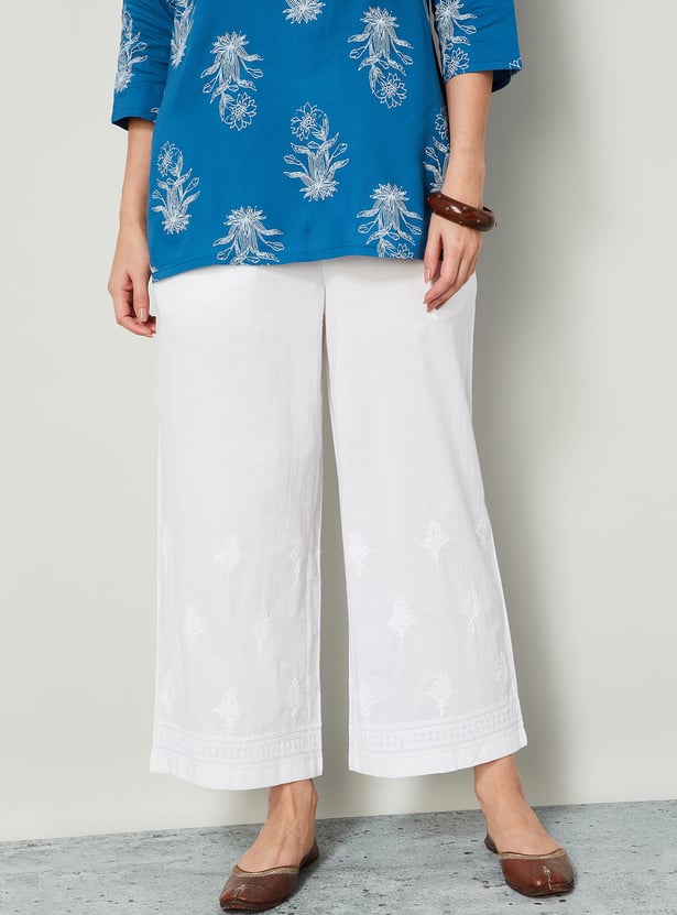 MELANGE Embroidered Palazzo Pants