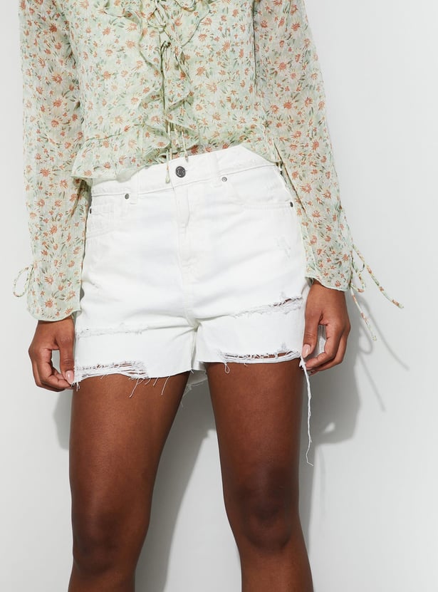 GINGER Distressed Denim Shorts