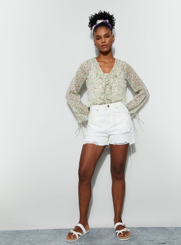 GINGER Distressed Denim Shorts