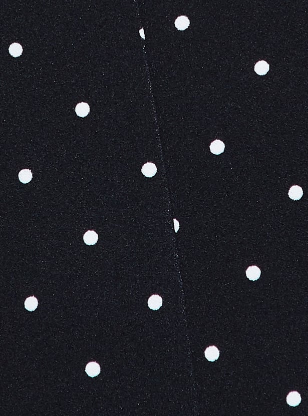 CODE Polka-Dot Spaghetti Neck Midi Dress