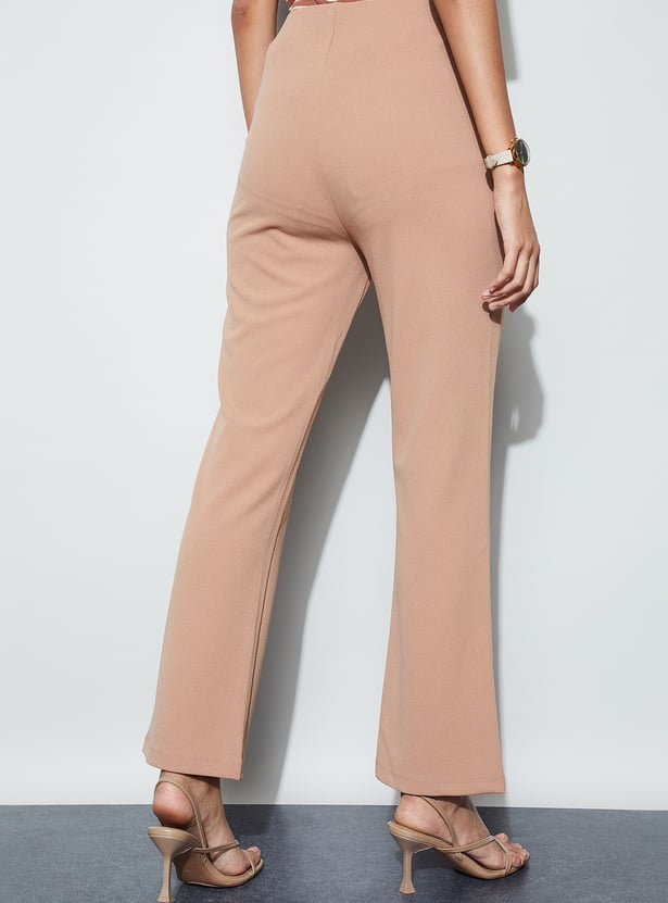 CODE Solid Straight Fit Trousers