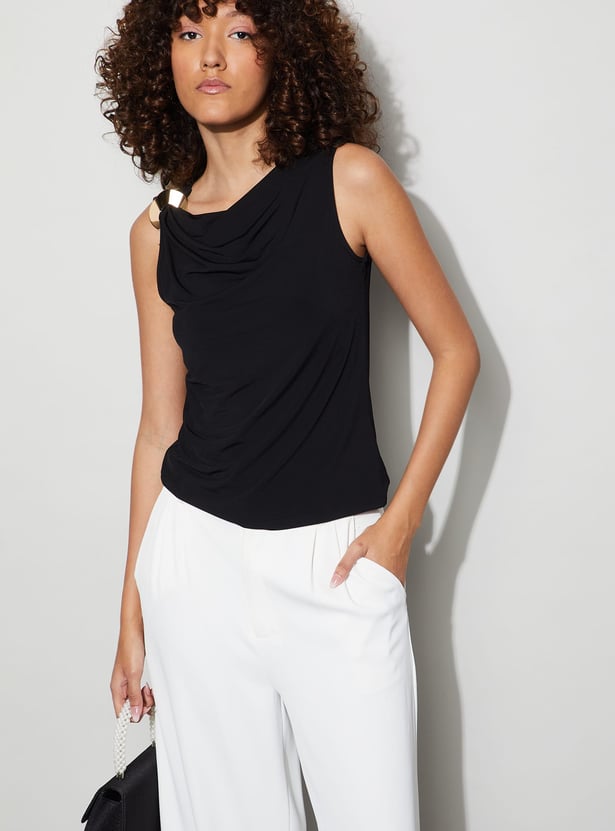 CODE Solid Cowl Neck Top