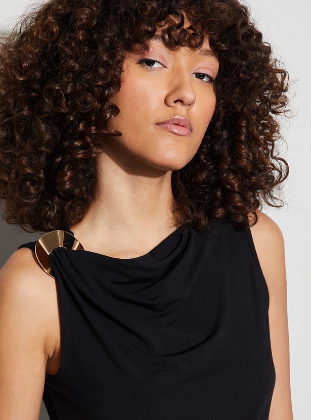CODE Solid Cowl Neck Top