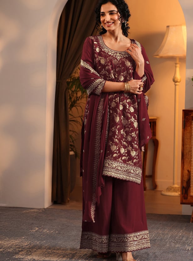 LIBAS Embroidered Straight Kurta Set