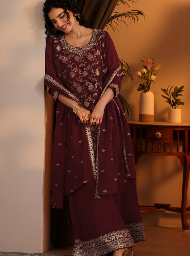 LIBAS Embroidered Straight Kurta Set
