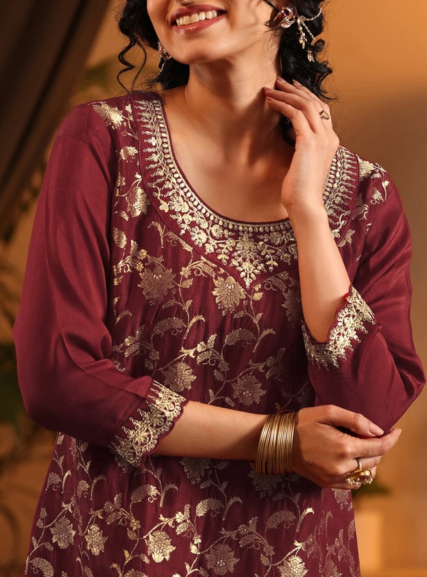 LIBAS Embroidered Straight Kurta Set