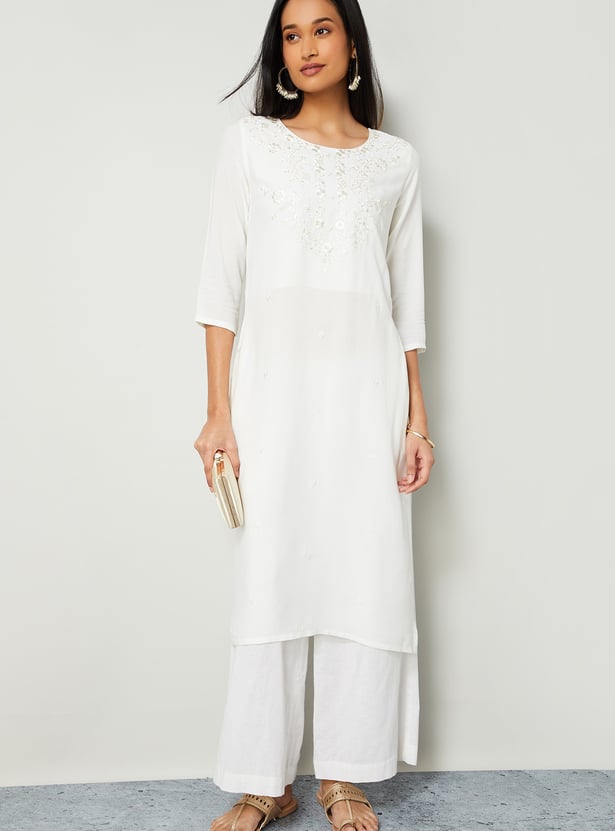 MELANGE Embroidered Straight Kurta