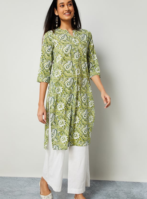 MELANGE Paisley Print Straight Kurta