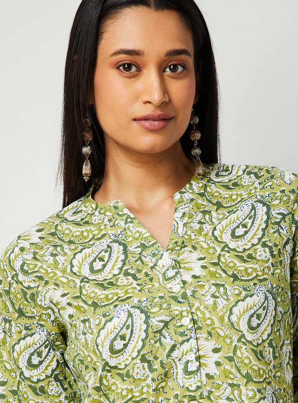MELANGE Paisley Print Straight Kurta