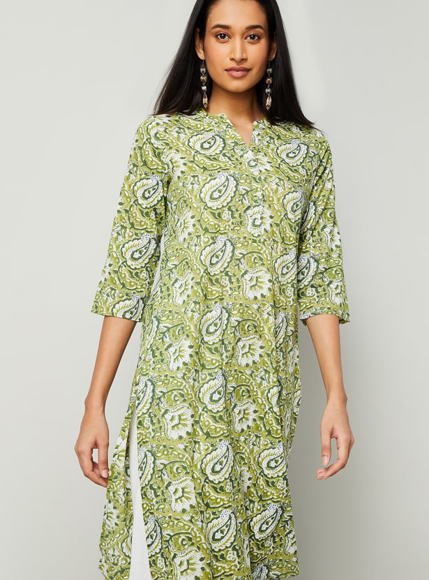 MELANGE Paisley Print Straight Kurta