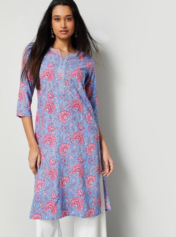MELANGE Floral Print Straight Kurta