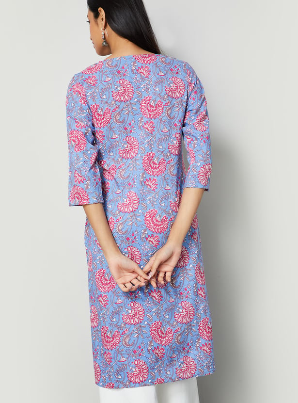 MELANGE Floral Print Straight Kurta