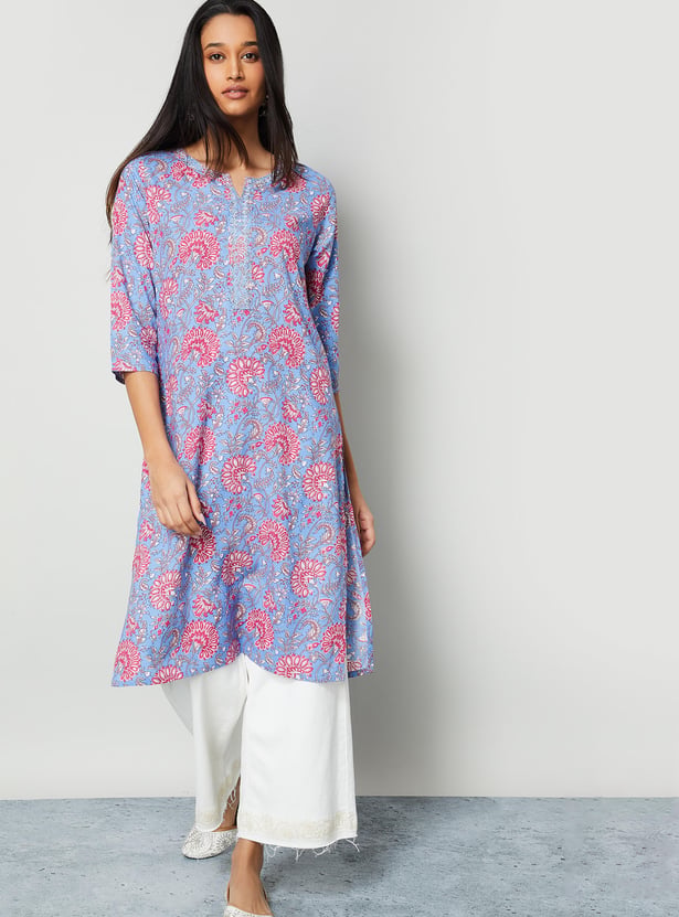 MELANGE Floral Print Straight Kurta