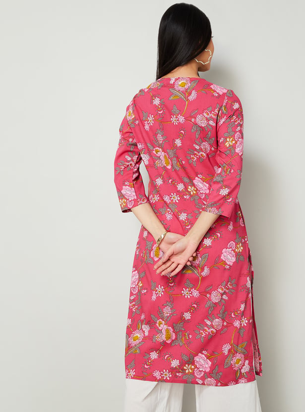 MELANGE Floral Print Straight Kurta