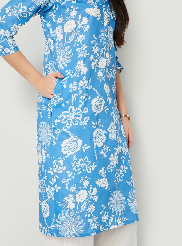 MELANGE Floral Print Straight Kurta