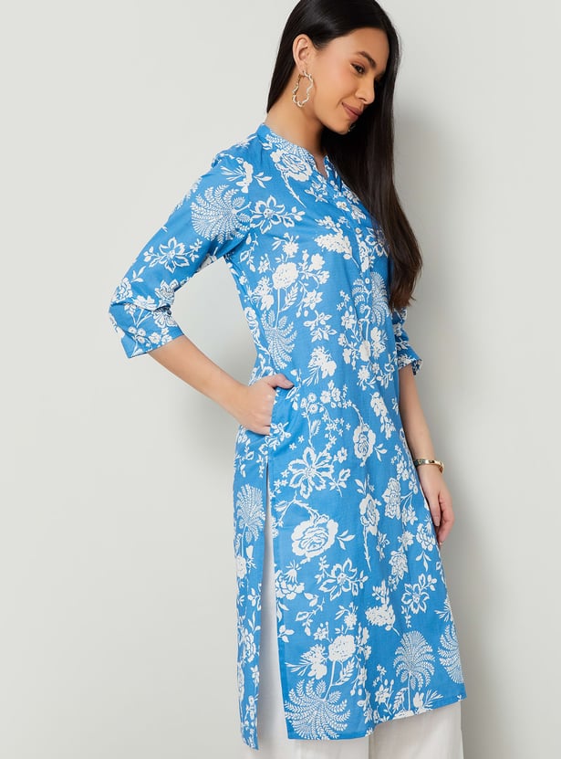 MELANGE Floral Print Straight Kurta