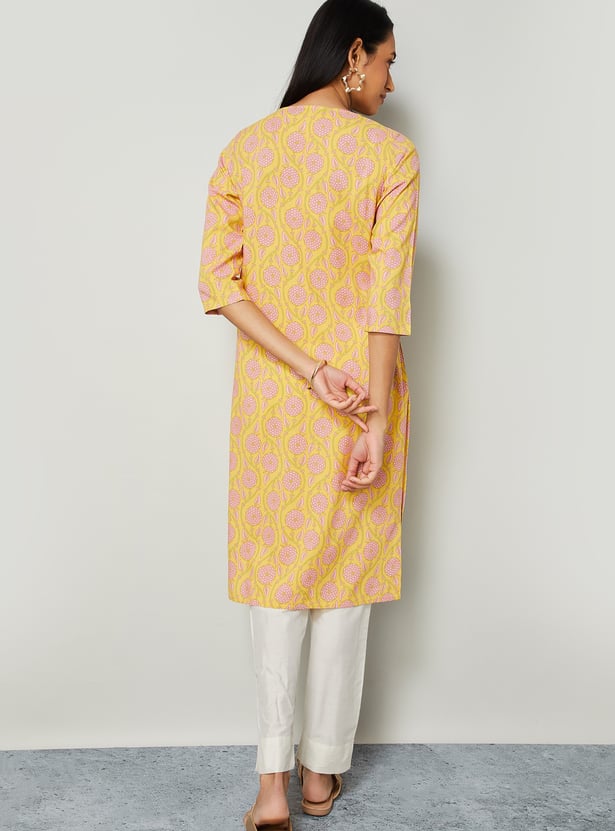 MELANGE Floral Print Straight Kurta