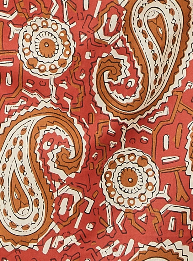 MELANGE Paisley Print Band Collar Straight Kurta
