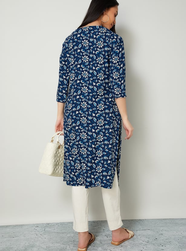MELANGE Floral Print Straight Kurta