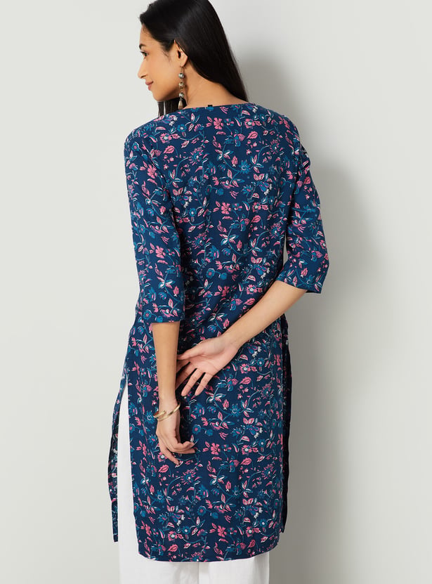 MELANGE Floral Print Straight Kurta