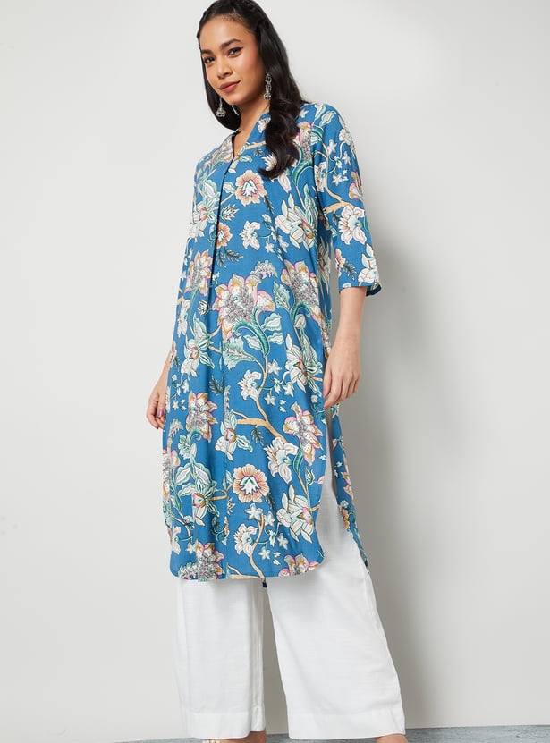 MELANGE Floral Print Straight Kurta